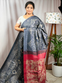 Bhagalpuri with Batik Print - Blue with Marron