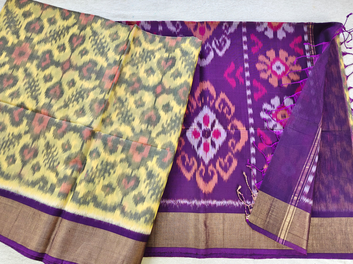 Sandal with Purple Pochampally Ikkat Silk Cotton (SICO Pattu)