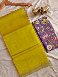 Handwoven Mangalagiri Plain Pattu Saree - Bright Mustard Yellow