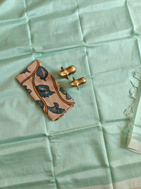 Handwoven Mangalagiri Plain Pattu Saree - Pastel Green