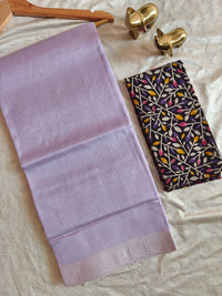 Handwoven Mangalagiri Plain Pattu Saree - Lavender