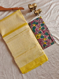 Handwoven Mangalagiri Plain Pattu Saree - Yellow