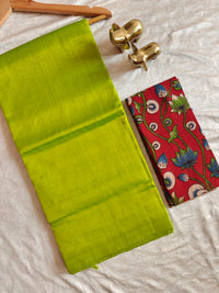 Handwoven Mangalagiri Plain Pattu Saree - Green