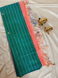 Chinnalampattu Saree - Green with Peach