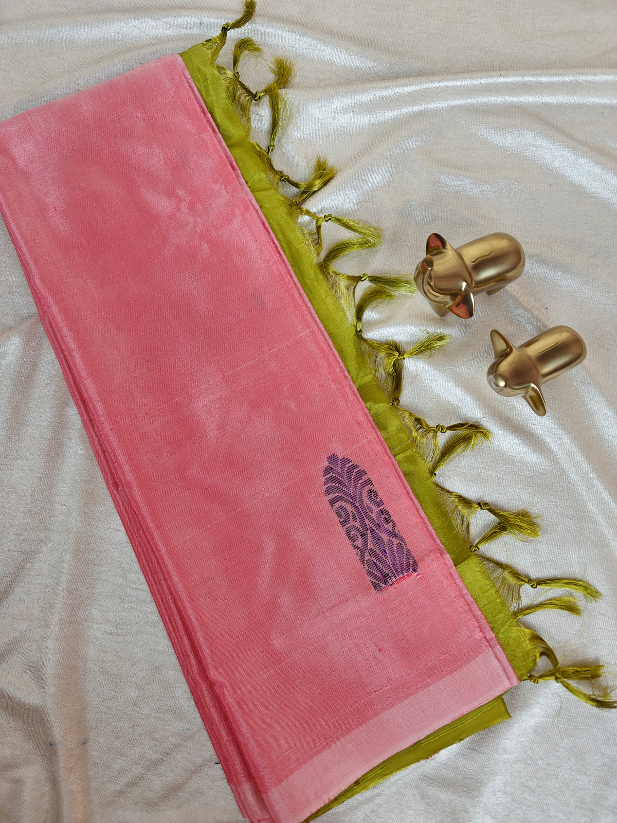 Chinnalampattu Saree - Peach with Green