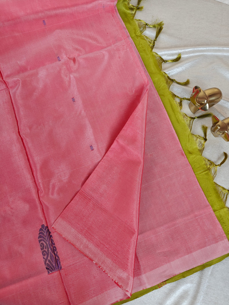 Chinnalampattu Saree - Peach with Green