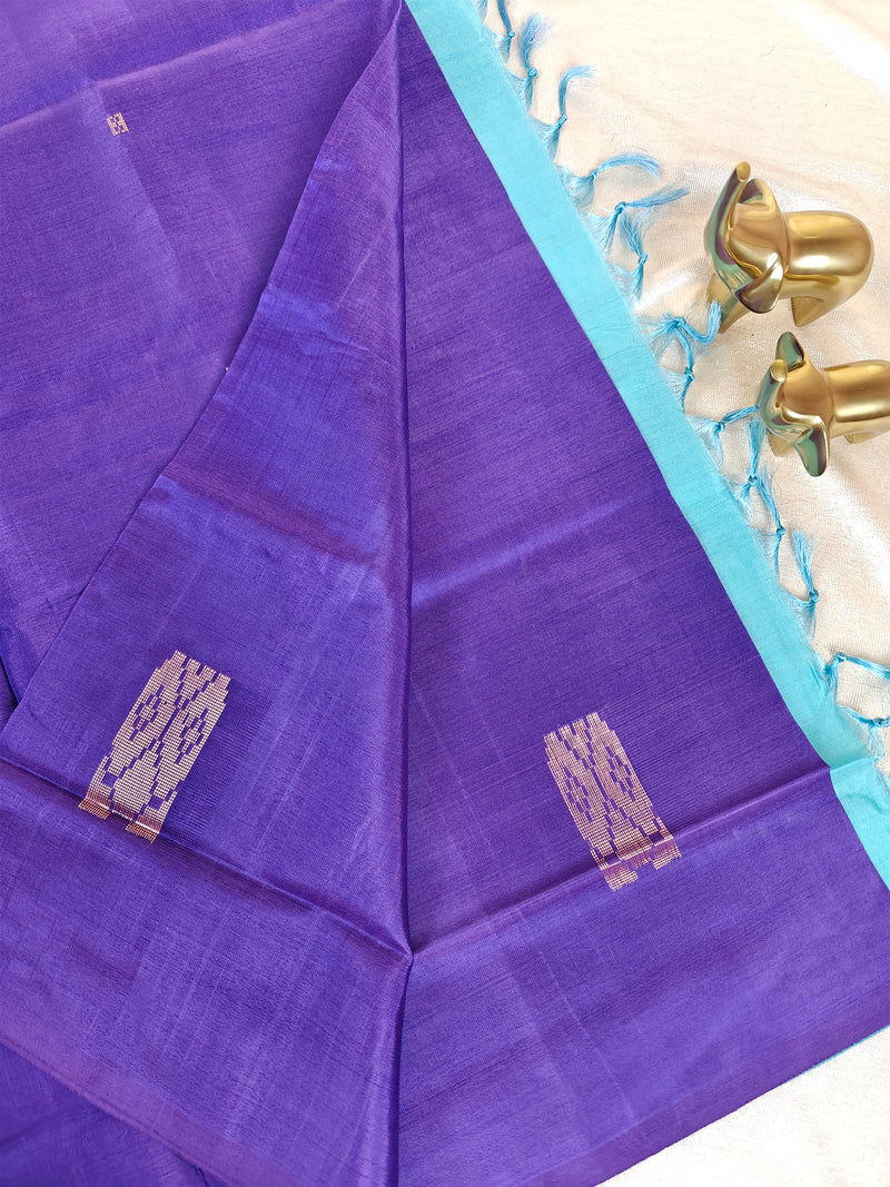 Chinnalampattu Saree -Violet with Sky Blue