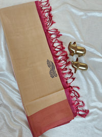 Chinnalampattu Saree - Cream with Dark Red