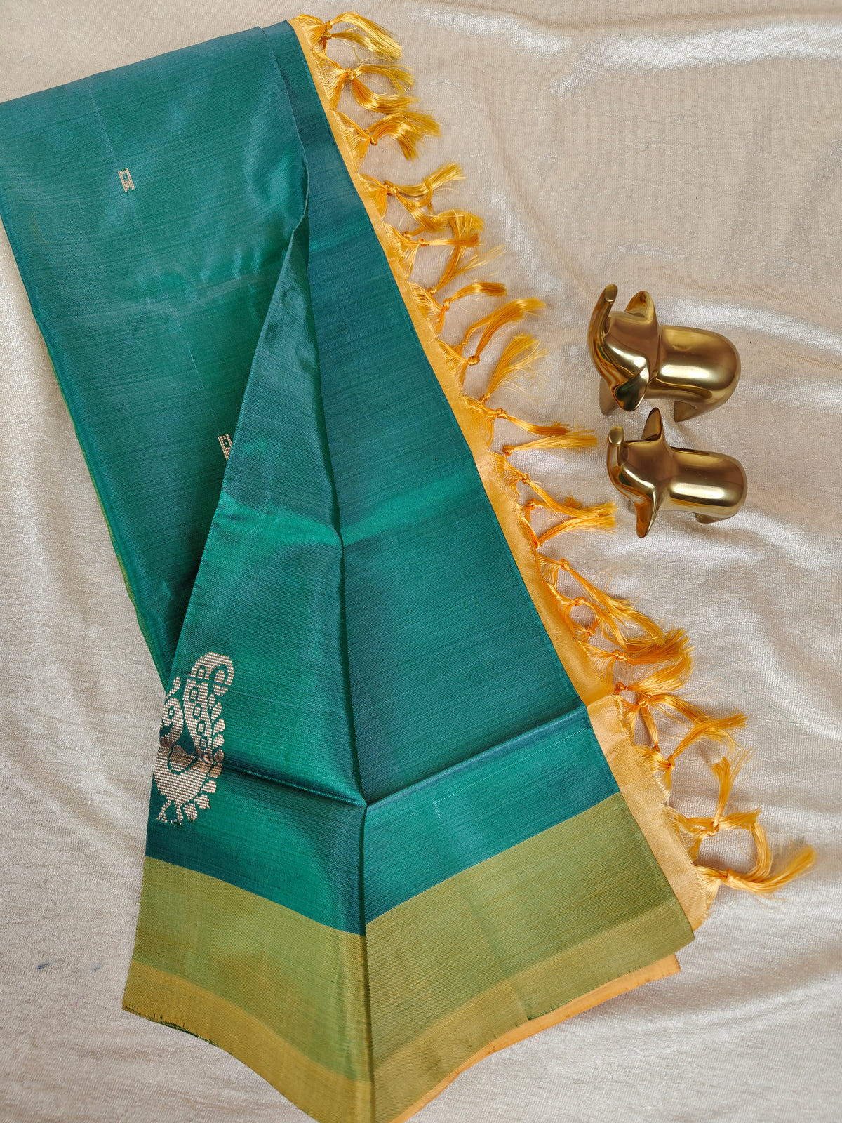 Chinnalampattu Saree - Green with Sandal