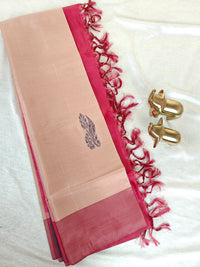 Chinnalampattu Saree - Cream with Dark Red