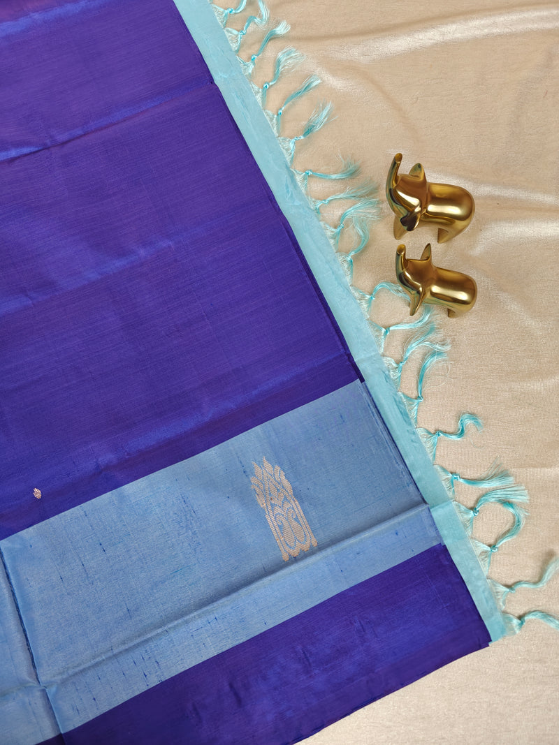 Chinnalampattu Saree - Blue with Sky Blue