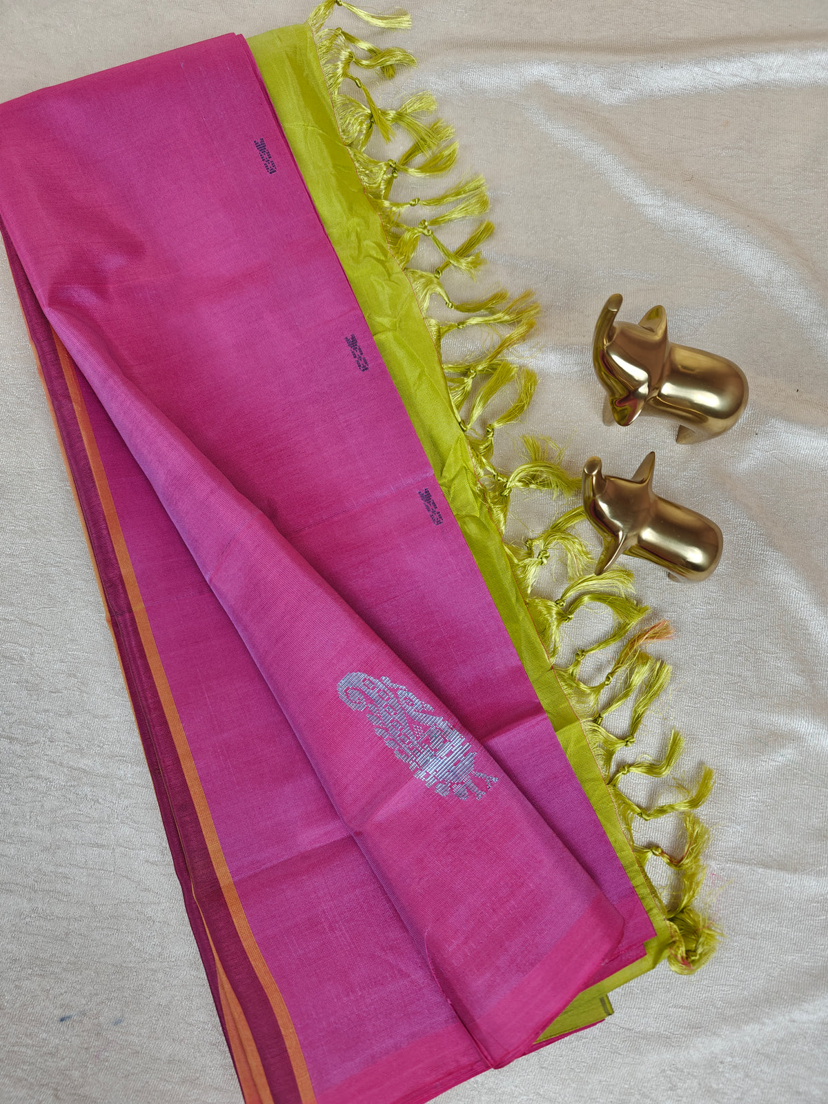 Chinnalampattu Saree- Dark Pink with Green