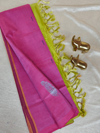 Chinnalampattu Saree- Dark Pink with Green