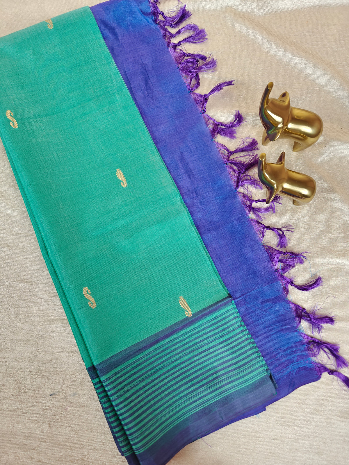 Chinnalampattu Saree - Green with Blue