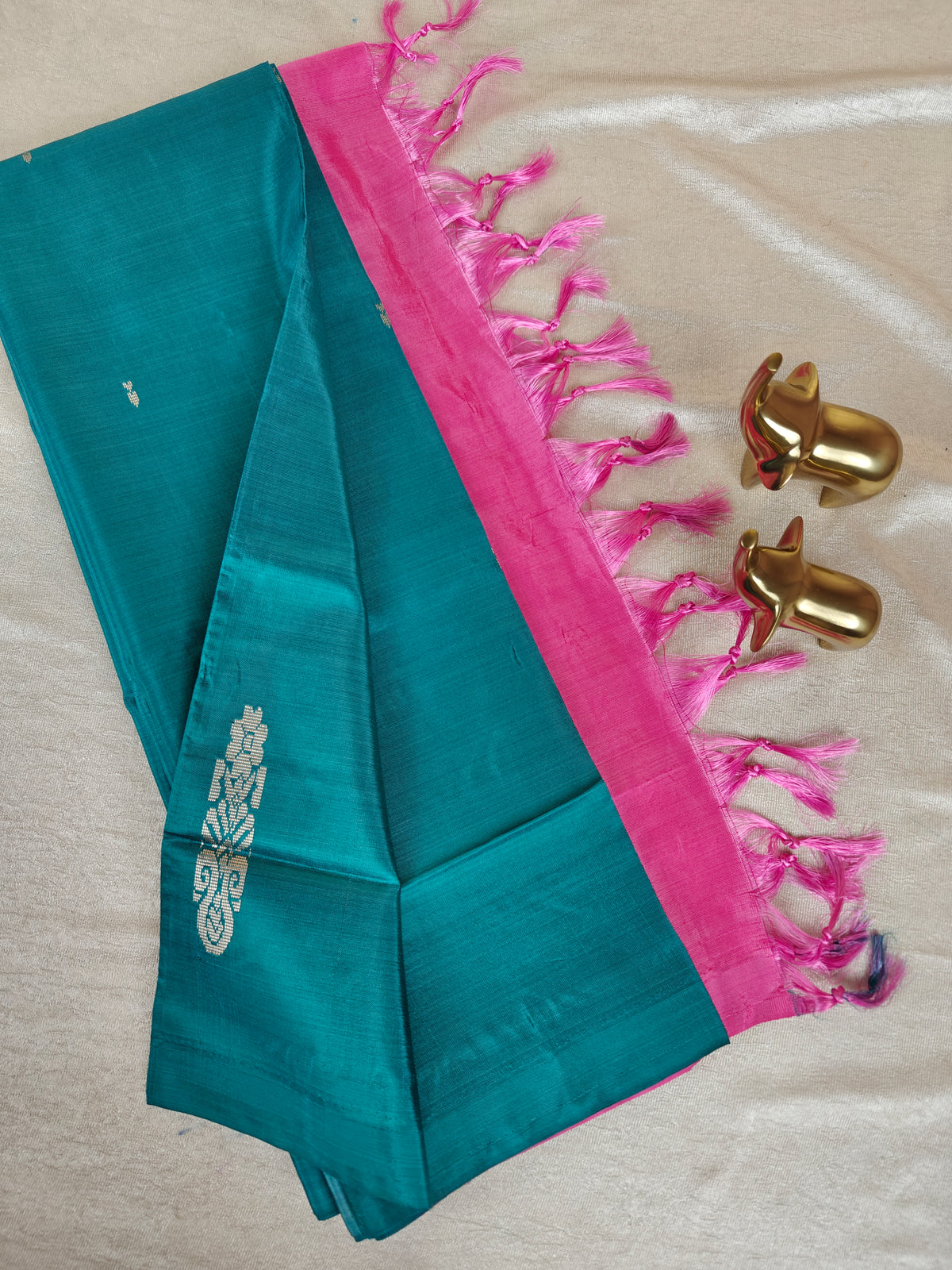 Chinnalampattu Saree- Peacock Green with Pink