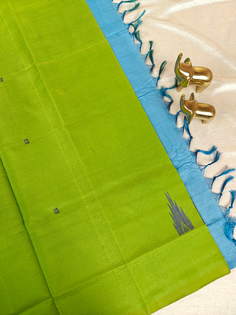 Chinnalampattu Saree - Green with Blue