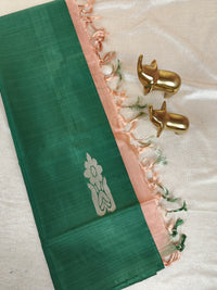 Chinnalampattu Saree- Green with Beige