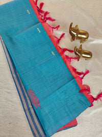 Chinnalampattu Saree- Blue with Dark Orange