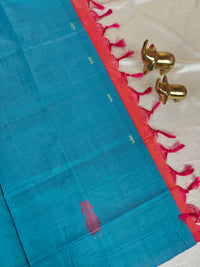 Chinnalampattu Saree- Blue with Dark Orange