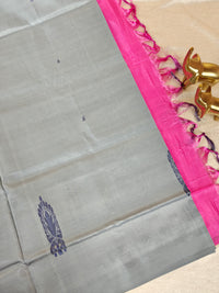 Chinnalampattu Saree- Grey  with Pink