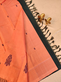 Chinnalampattu Saree - Peach with Peacock Green
