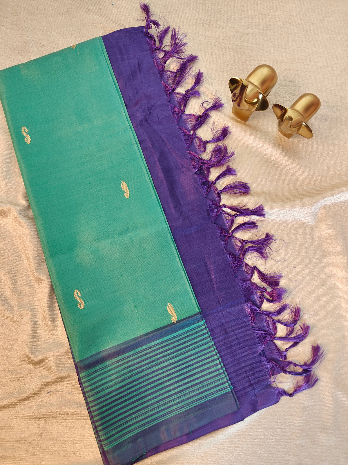 Chinnalampattu Saree -  Green with Purple