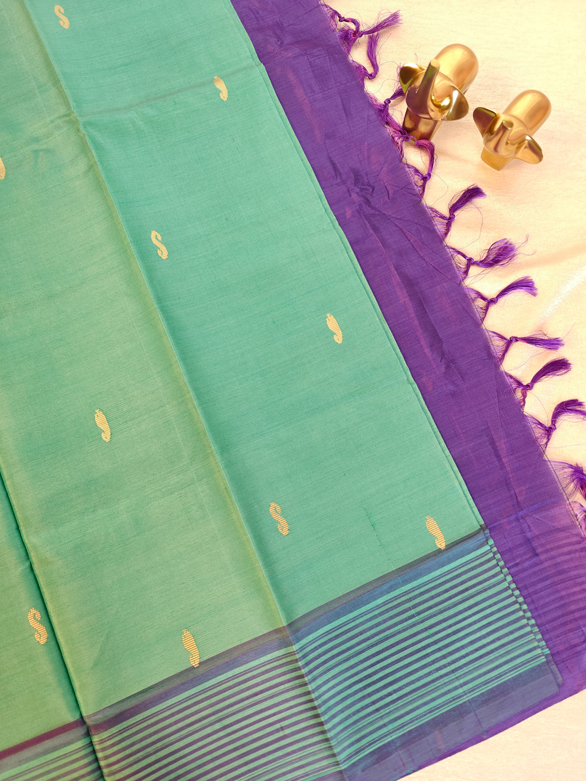 Chinnalampattu Saree -  Green with Purple