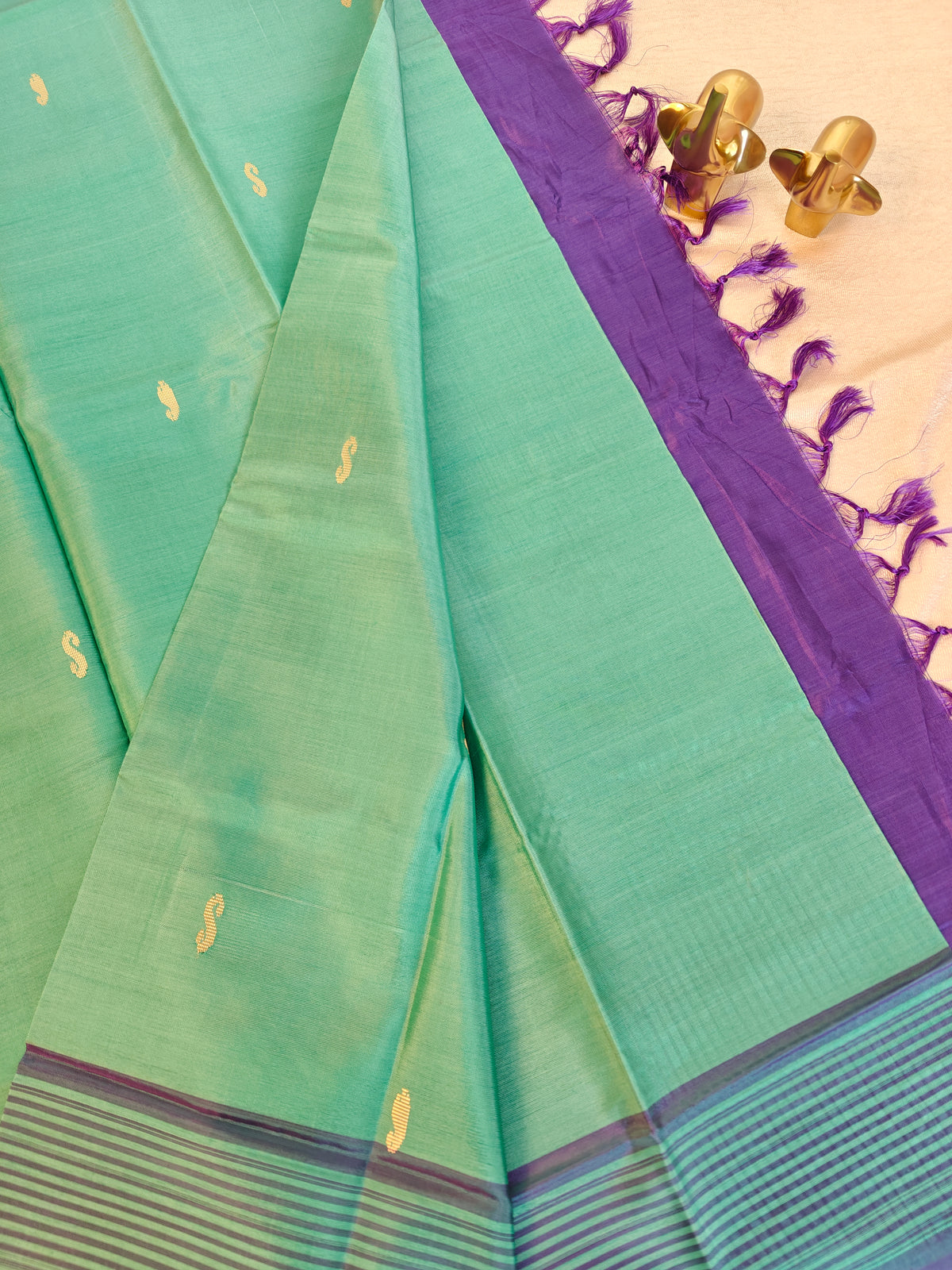 Chinnalampattu Saree -  Green with Purple