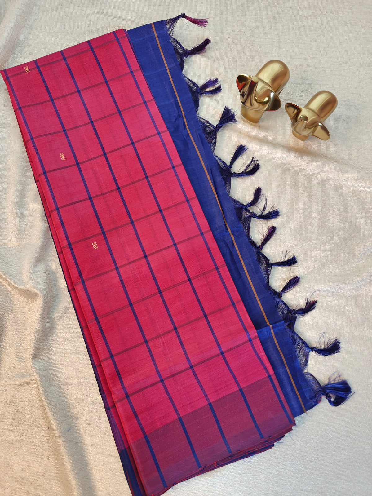 Chinnalampattu Saree - Red with Blue