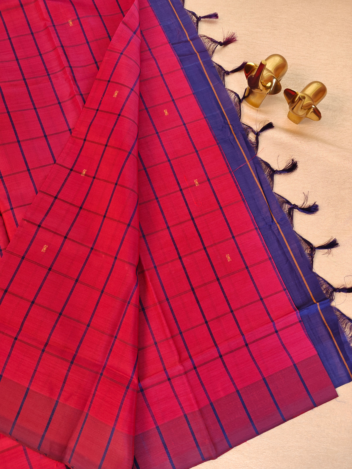 Chinnalampattu Saree - Red with Blue