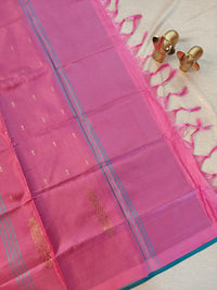 Chinnalampattu Saree - Sea Green with Pink