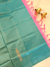Chinnalampattu Saree - Sea Green with Pink