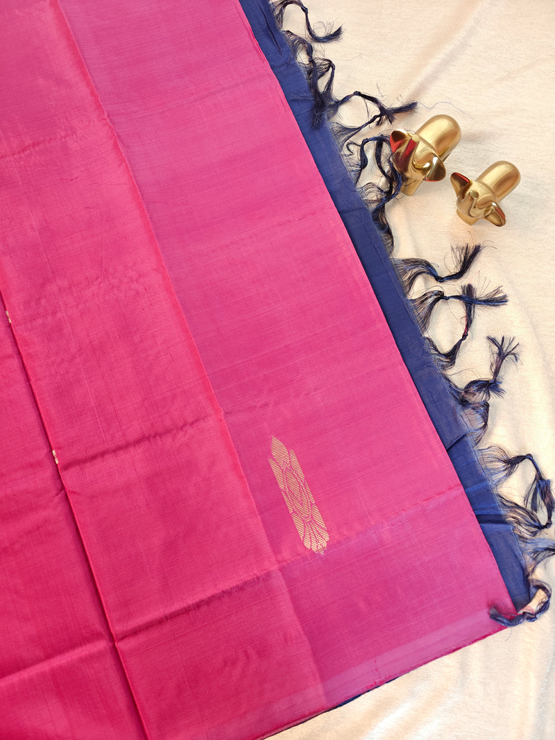 Chinnalampattu Saree -  Pink with Blue
