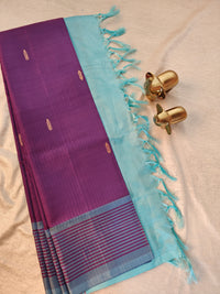Chinnalampattu Saree -  Purple with Sky Blue