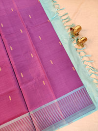 Chinnalampattu Saree -  Purple with Sky Blue
