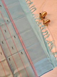 Chinnalampattu Saree -  Purple with Sky Blue