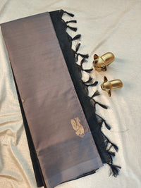 Chinnalampattu Saree -  Dual Shade of Onion Pink Cum Grey with Black