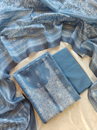 Semi Tussar Unstitched Salwar - Grey