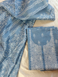 Semi Tussar Unstitched Salwar - Grey