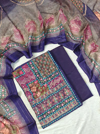 Chanderi Unstitched Salwar - Purple