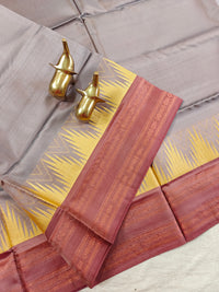 Chinnalampattu Border - Metallic Grey with Maroon