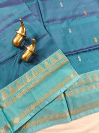 Chinnalampattu Border - Peacock Blue with Pastel Blue