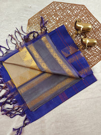 Chinnalampattu Border - Beige with Blue