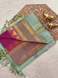 Chinnalampattu Border - Magenta Pink with Pastel Green