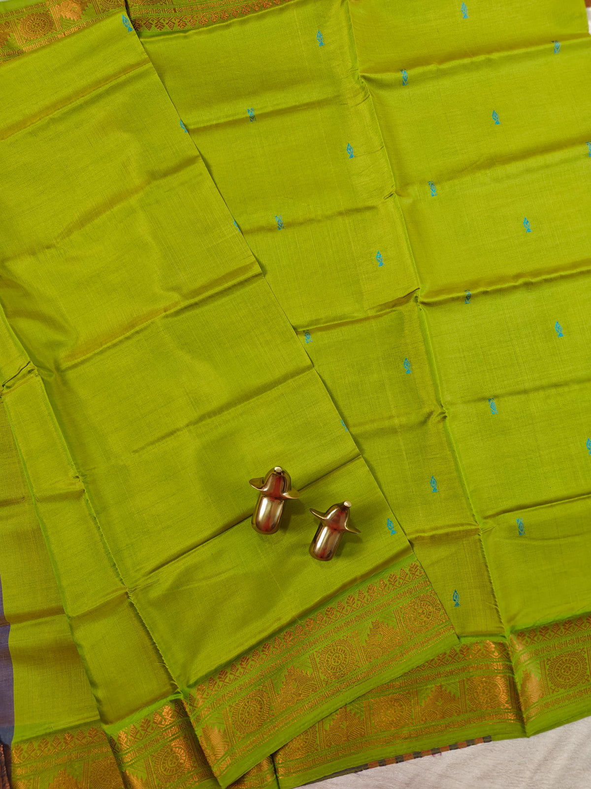 Chinnalampattu Border - Green with Dual Shade of Greenish Grey