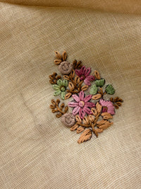 Linen Tissue with Embroidery  Work - Tussar Shade with