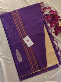 Sandal with Purple Pallu Handwoven Chinnalampattu Saree