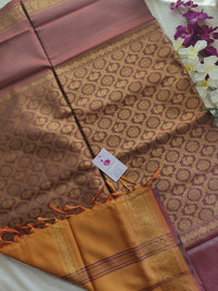 Maroon with Mustard Orange Vanasingaram Pattern Chinnalampattu Border Saree