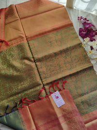 Green with Yellowish Pink Vanasingram Pattern Chinnalampattu Border Saree