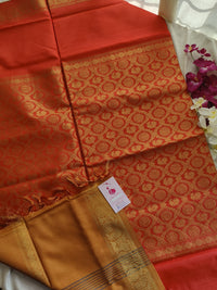 Red with Yellowish Orange Vanasingram Pattern Chinnalampattu Border Saree